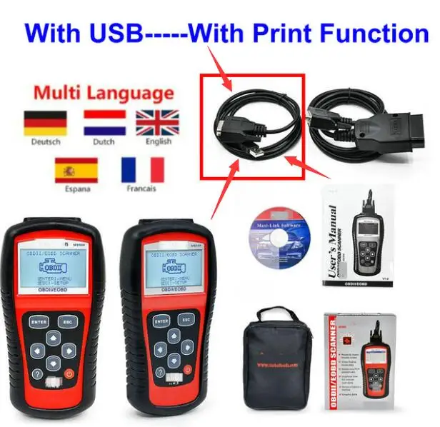 With USB Cable MaxiScan MS509 OBDII OBD2 автомобильный считыватель кодов Сканер автомобильный диагностический инструмент профессиональный MaxiScan MS509 сканер - Цвет: With USB Cable