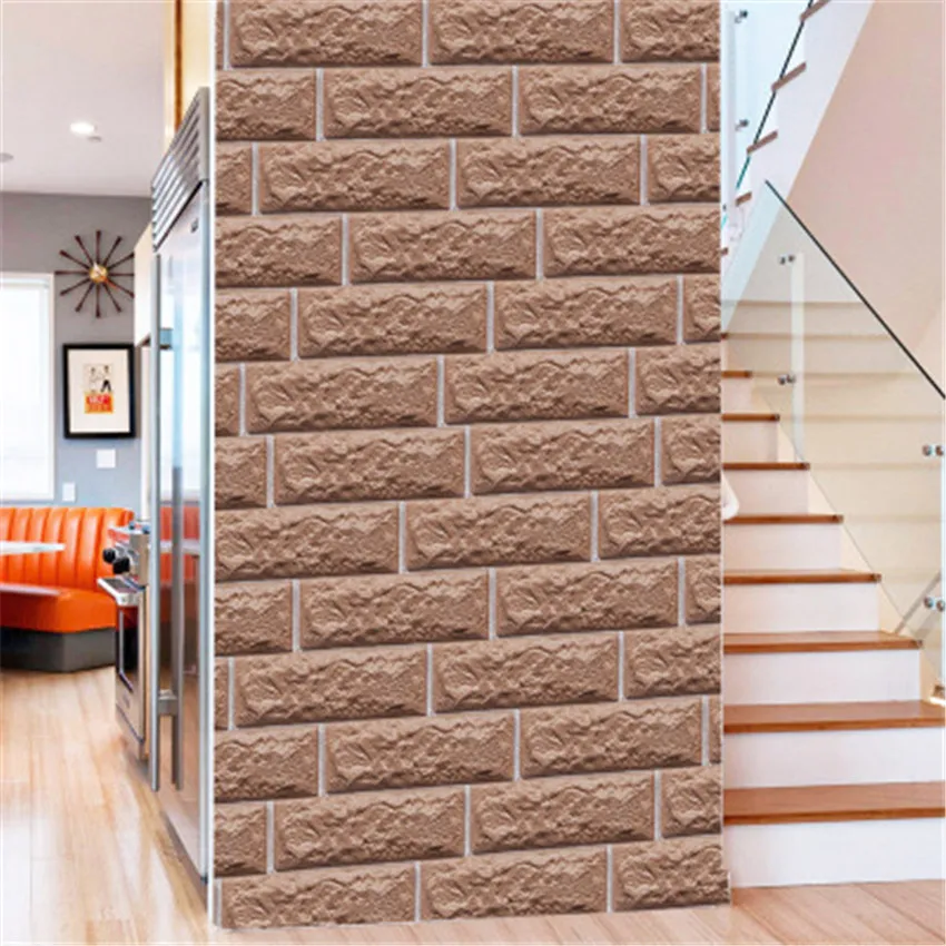 DIY мультяшная коричневая кирпичная Настенная Наклейка для детской комнаты