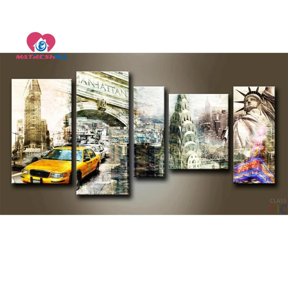 

Diamond embroidery landscape city Pictures of crystals Cross-stitch kits Paintings diamonds triptych 5d rhinestone art home