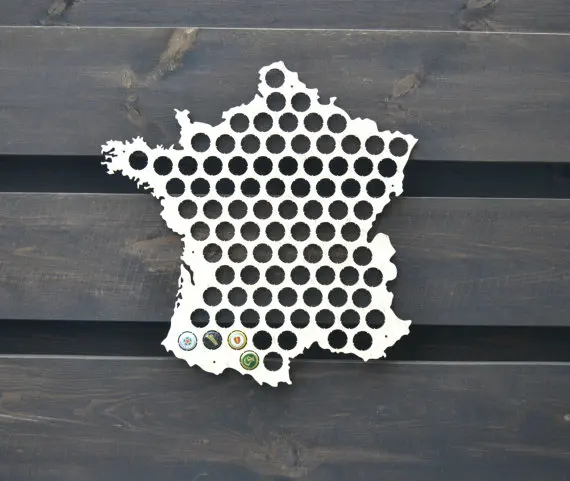 Beer Cap Map France Bottle Holder Display Boyfriend Gift for Him Groomsmen gift Father's Day Christmas | Дом и сад