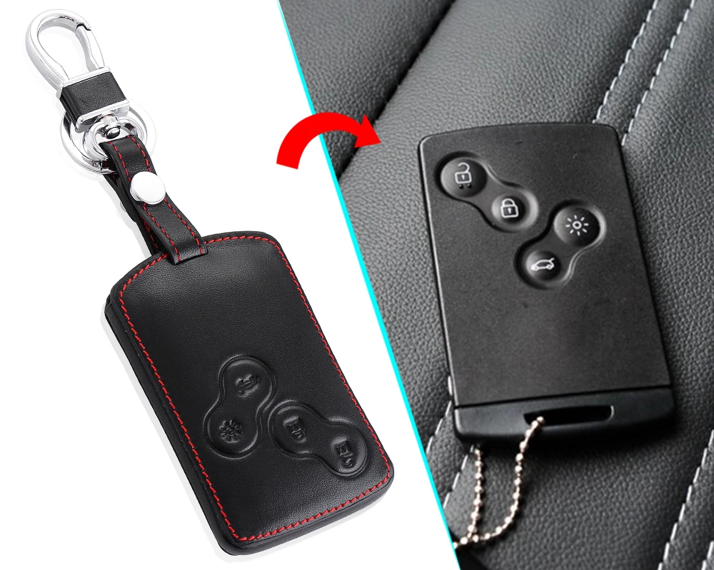 Чехол из натуральной кожи для автомобильного ключа Защитная Наклейка Renault Clio Logan