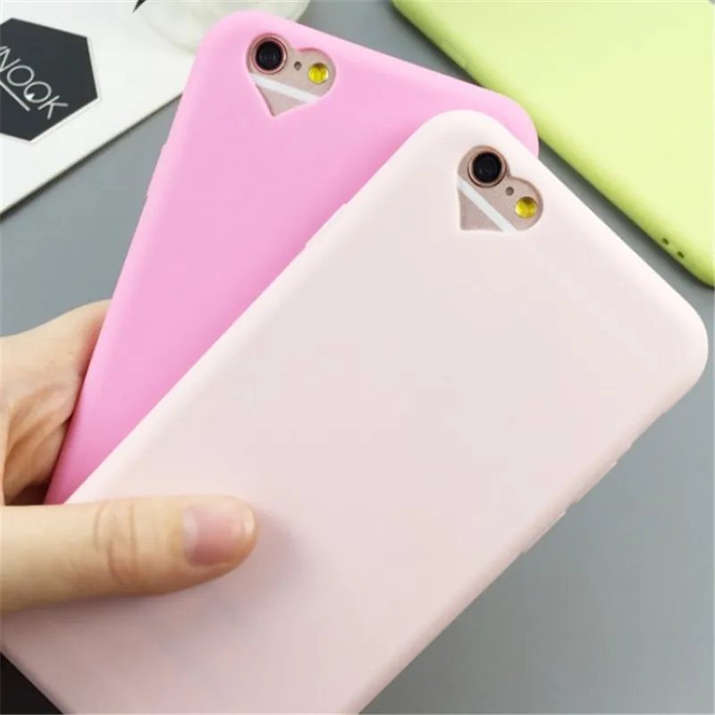 Candy Soft TPU Silicon phone cases Coque with Love Hole Accessories For iPhone 5 5S SE 6 6S 7 8 Plus Capa Fundas luxury Cover