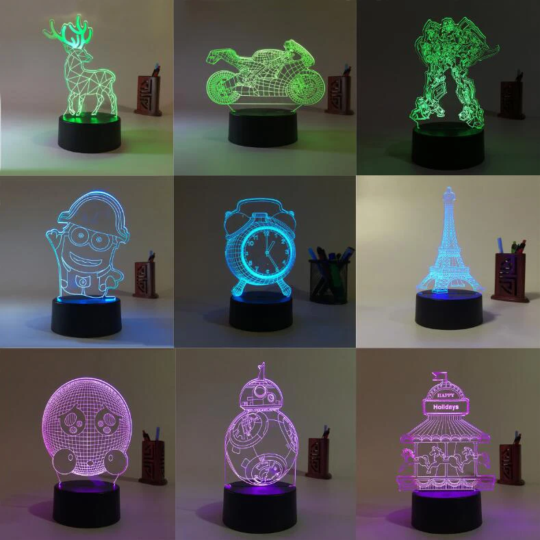 Креативная 3d лампа светодиодный маленький ночсветильник люстры милая маленькая для детской спальни