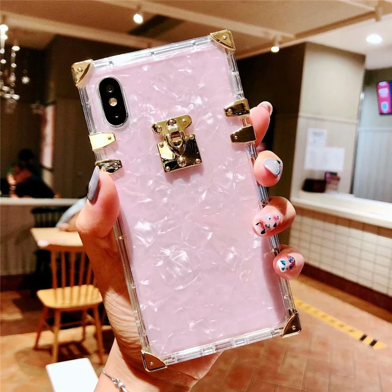 Роскошный прозрачный чехол для телефона iPhone X XS Max XR квадратный женский