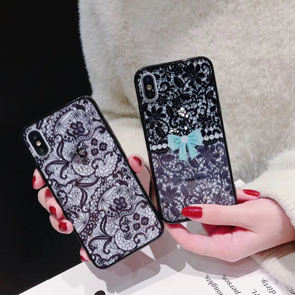 Zxtrby For iPhone X XS Max Case Vintage lace Phone 5 5s se 6 6s 7 8 Plus Soft TPU Summer style Cover Coque |