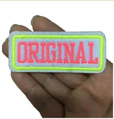

DD 10PCS Pink and Neon Green ORIGINAL Embroidered Iron on Patches for Clothes Small Letters Embroidery Applique Badge Sewing DIY