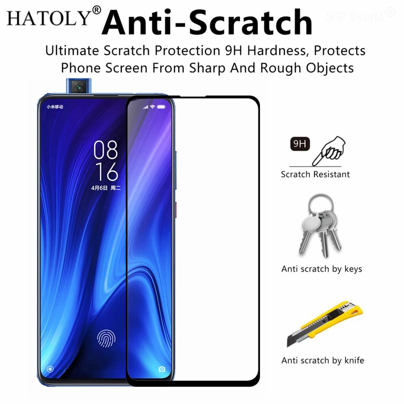 Protector de pantalla de vidrio templado para Xiaomi Redmi K20 Pro, cubierta de pegamento completo para Xiaomi Redmi K20, pel&iacute;cula de borde curvo 3D, 2 uds.-2