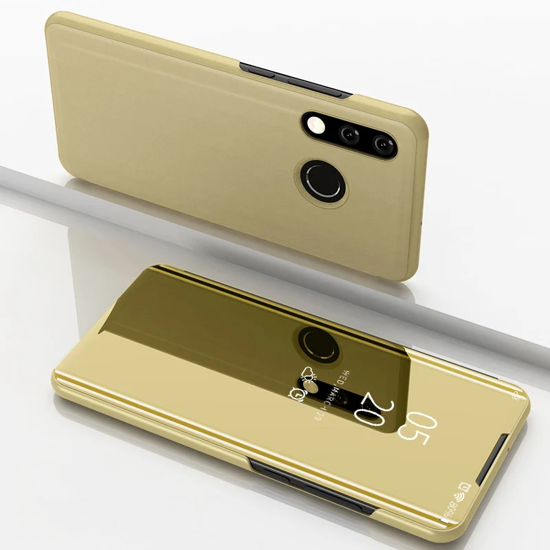 Gold Зеркальный кожаный чехол-подставка для huawei P30 P20 P8 Lite Pro Honor 8X8 8A 10 Lite Nova 4 3 3i 3 2i P Smart Coque - Цвет: Gold