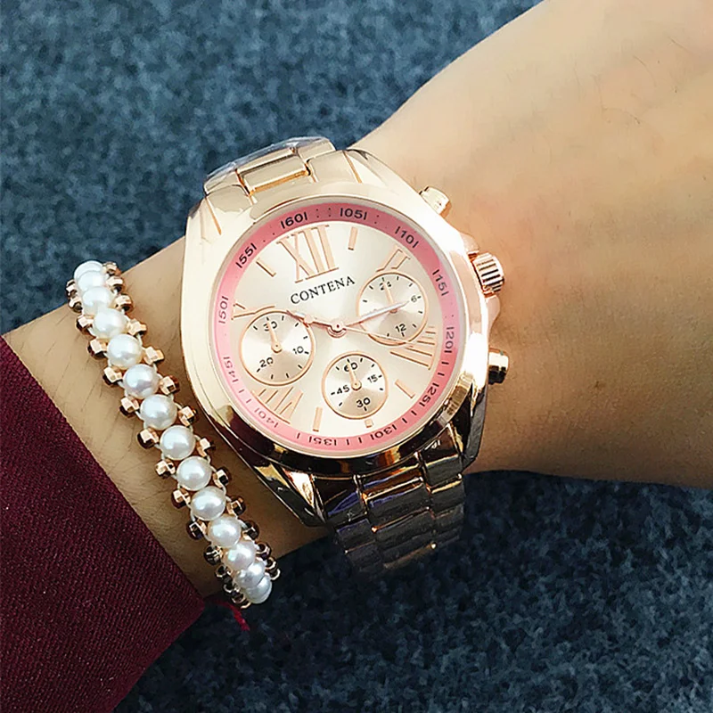 Новые роскошные женские часы Contena элегантные золотистые Деловые часы|luxe femme|luxe