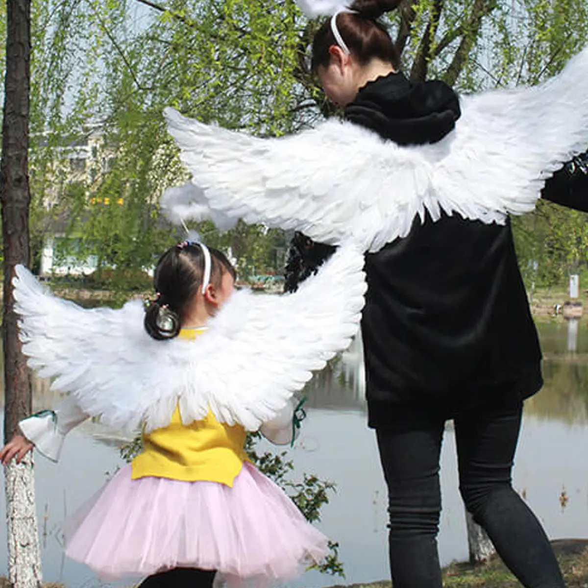 Women Children White Feather Angel Wings for Dance Party Cosplay Costume Stage Show Masquerade Carnival Holiday Fancy Dress |