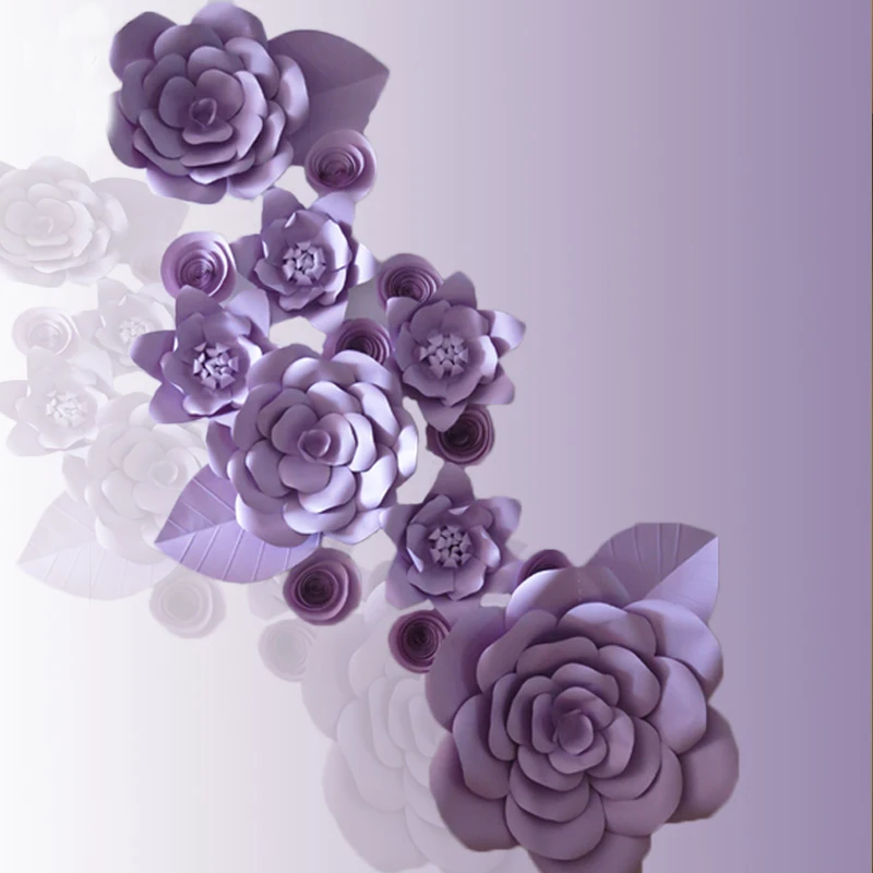 20 шт заказной цвет гигантские бумажные цветы и Зеленый Лист Свадебный декор для