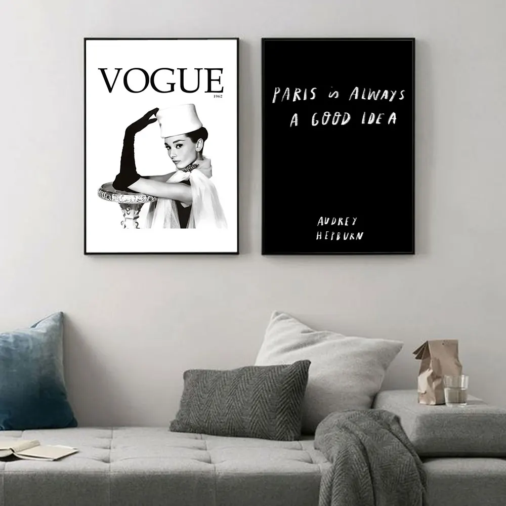 Vogue Woman Холст Искусство скандинавский постер черные цитаты декоративная печать