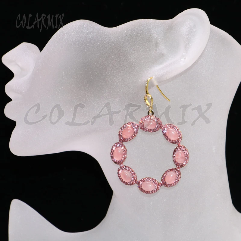 5 пар розовые серьги с кристаллами капли для женщин 8 камней ювелирные изделия