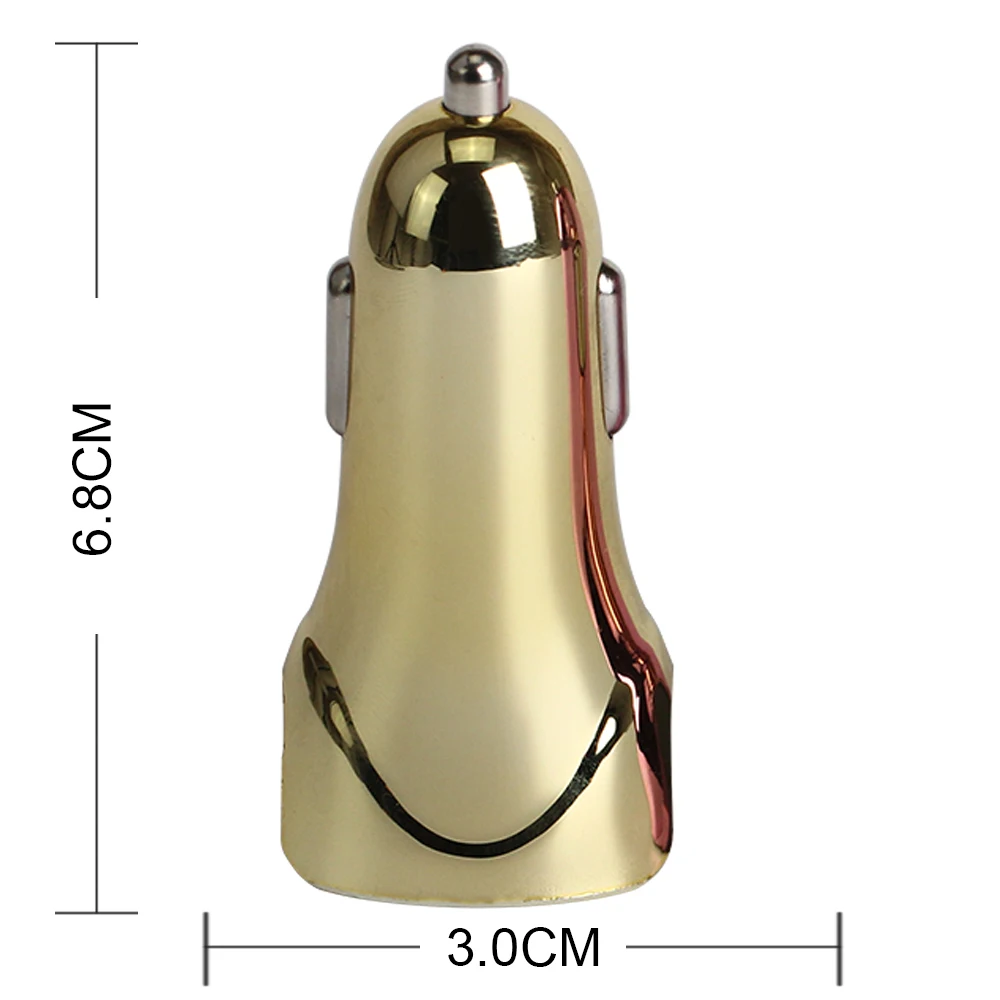 

new novel glint gleam gold plating 5V 3.1A 2usb dual usb car charger adapter for cellphone chargering good quality 500pcs