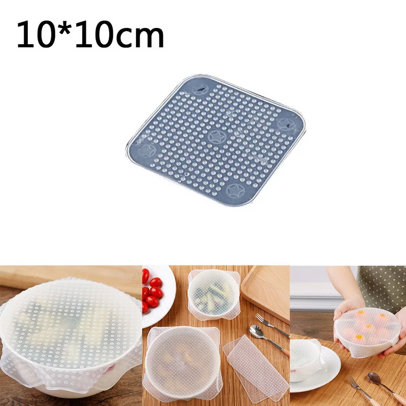 5pc 10x10cm Силиконовая пищевая обертка s уплотнительная крышка растягивающаяся многоразовая пчелиная восковая пленка пищевая свежая обертка крышка чаши для дома кухонные инструменты - Цвет: 5pc 10x10cm