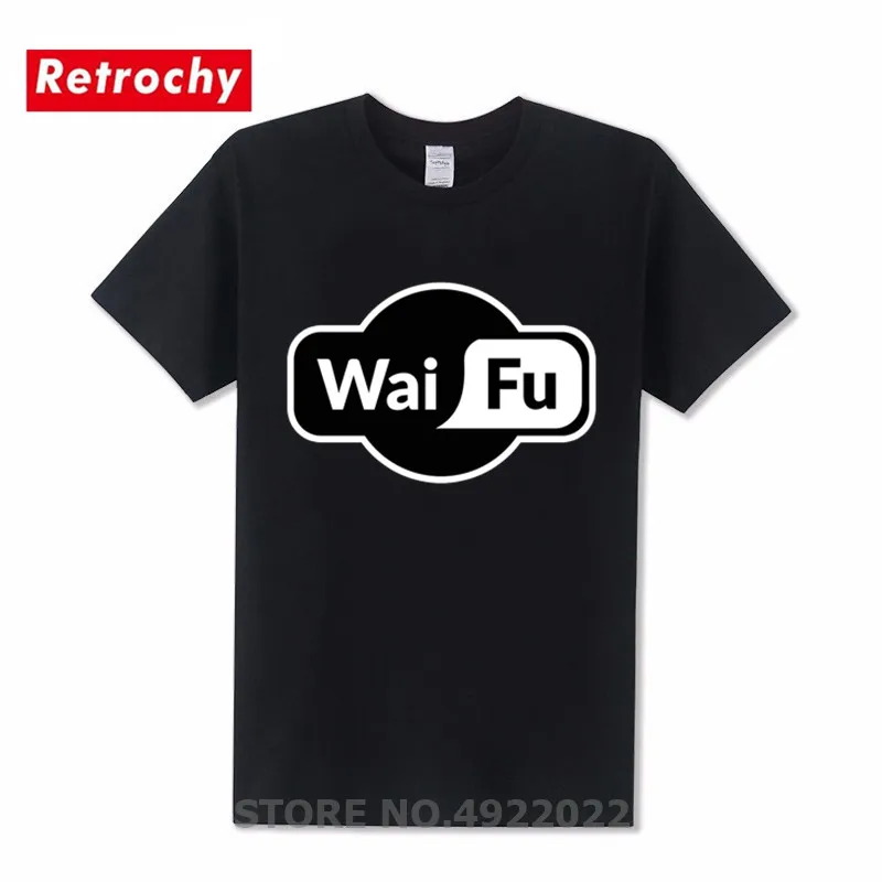 Футболка из материала Waifu Японский комикс черно белая футболка с логотипом