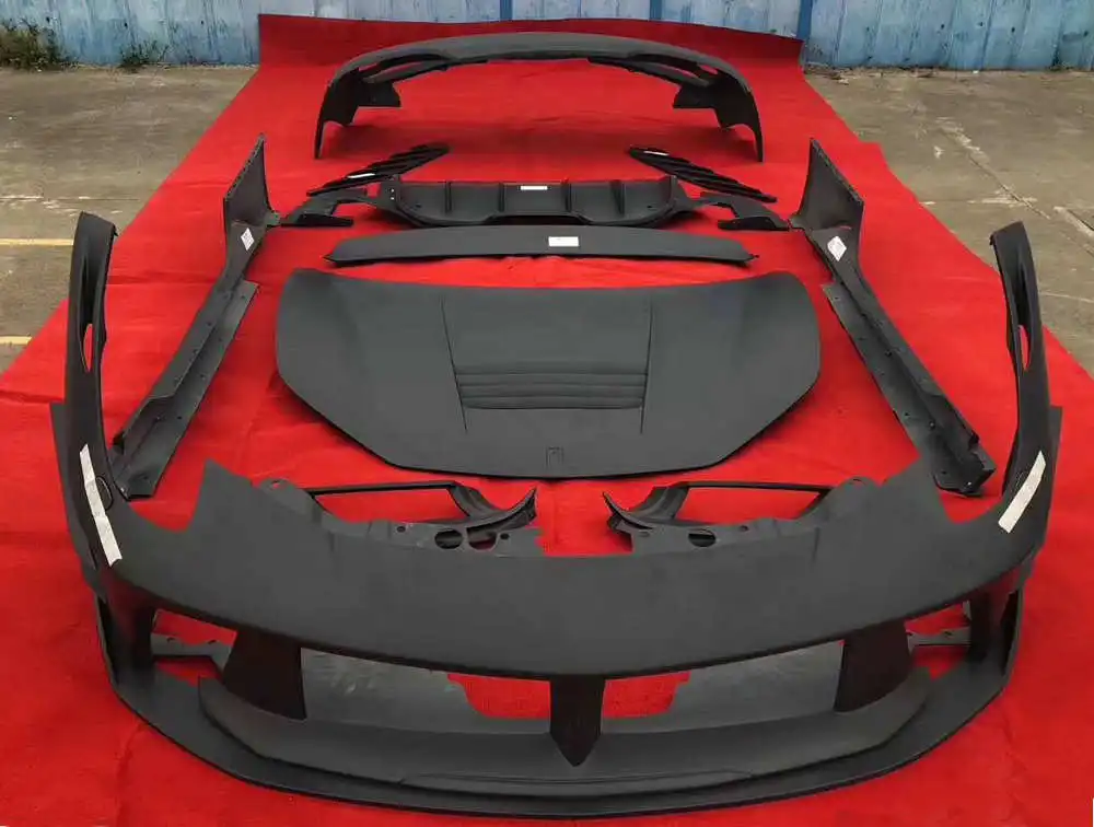 wholeset FRP материал PD Стиль Авто кузов Комплект кузова для Ferrari 458 передний бампер+ крышка капота+ задний бампер+ Диффузор+ Боковая юбка - Цвет: wholeset