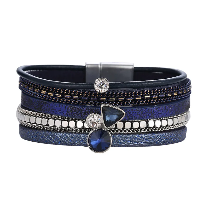 Женский кожаный браслет широкий со стразами и кристаллами|leather crystal bracelet|crystal