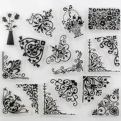 Алфавит цветок прозрачные силиконовые штампы лист цепляться Скрапбукинг DIY