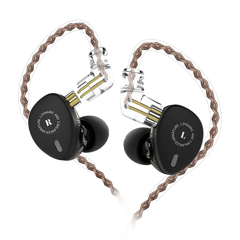Black no mic KBEAR KB06 2BA+ 1DD гибридные наушники-вкладыши HIFI спортивные наушники с 3,5 мм MMCX наушники-вкладыши для KB10 F1 Opal AS10 - Цвет: Black no mic