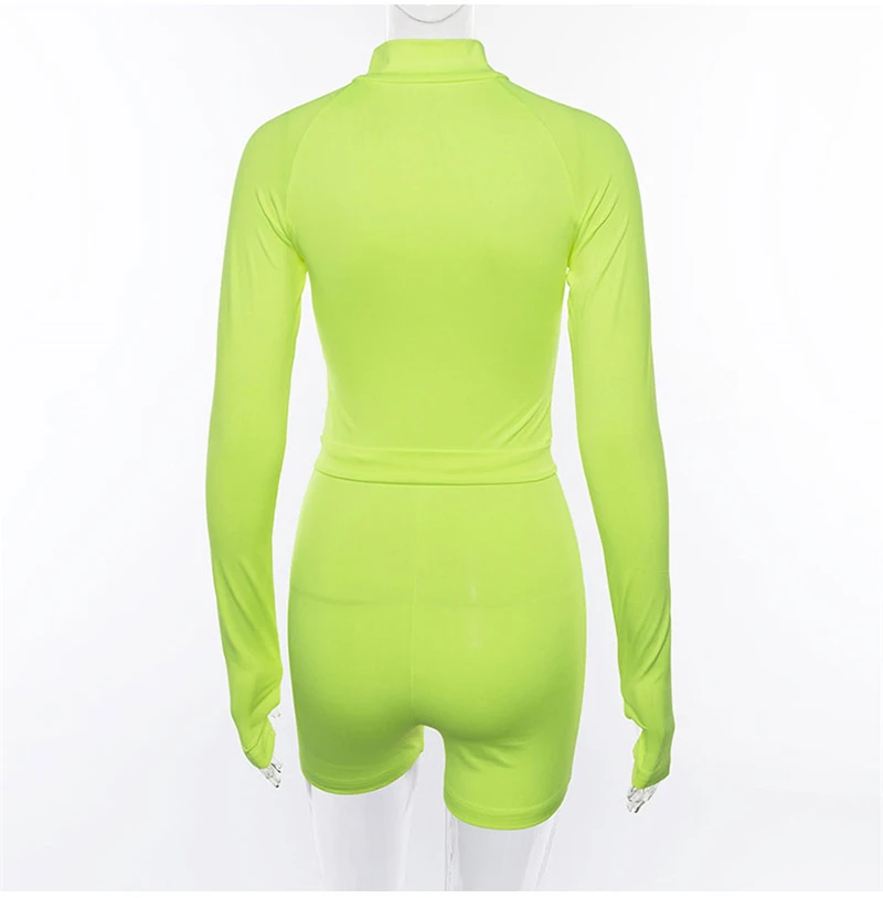 NewAsia Activewear комбинезон с высоким воротником и длинным рукавом женский сексуальный спортивный костюм с ремнем на молнии спереди женский комбинезон s Облегающий комбинезон Зеленый
