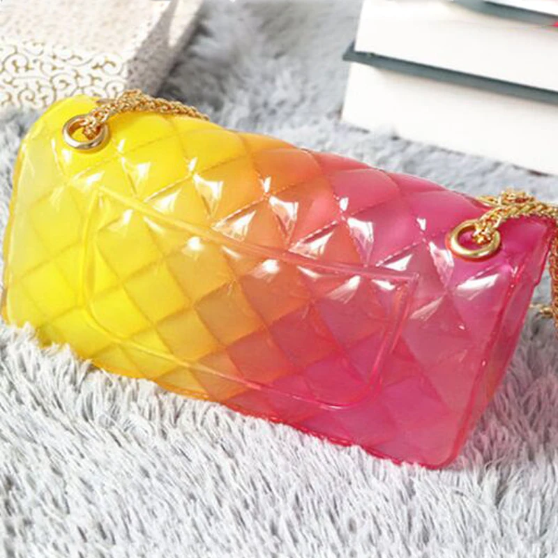 Модная Роскошная брендовая Желейная сумка градиентного цвета в клетку