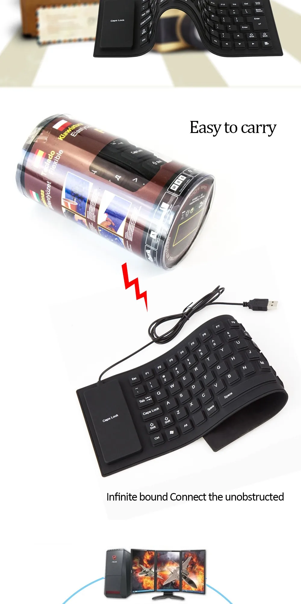 Русская мини-клавиатура Проводная USB клавиатура Складная Водонепроницаемая Бесшумная 85 клавишная клавиатура для Android Smart tv Box Мини ПК ноутбук планшет