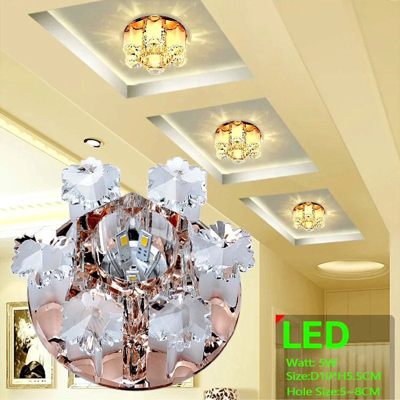 

LAIMAIK Crystal LED Ceiling Light 3W 5W AC90-260V Modern Crystal Ceiling LED Light Aisle LED Ceiling Lighting for Living Room