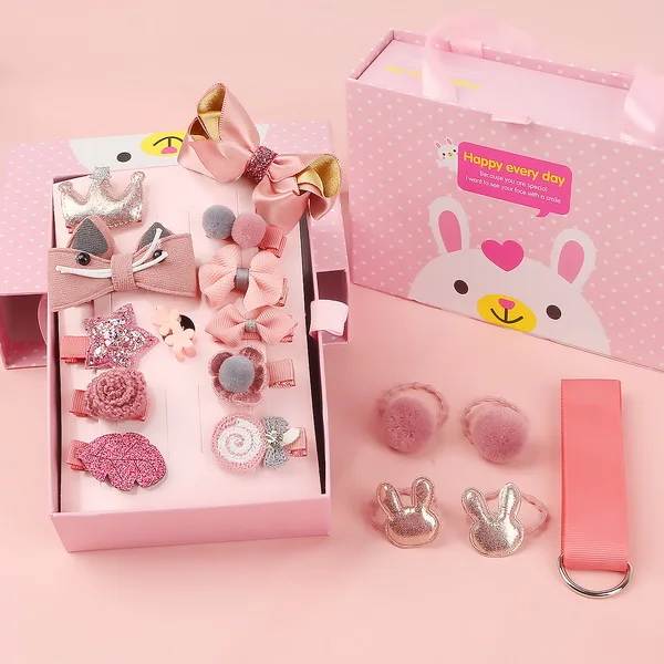 DPK (18PCS) 1 комплект, 18 шт., милые заколки для волос, для девочек, цветы, Мультяшные заколки, для детей ясельного возраста, подарочная упаковка, блестящая, Радужная, фетровая, тканевая заколка для волос - Цвет: DPK (18PCS)