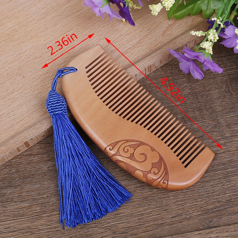 

1pc Wood Comb Vintage Sandalwood Anti-static Carved Natural Double Wide Massage Hair Comb Hot Sale