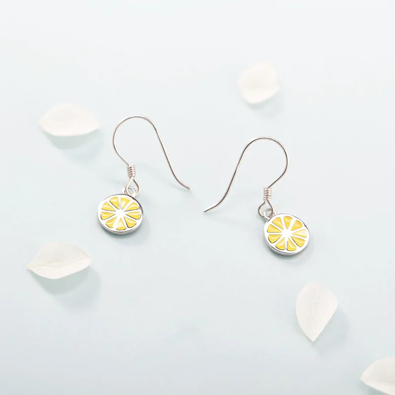 Серьги женские из стерлингового серебра S925 пробы с лимонами | Украшения и
