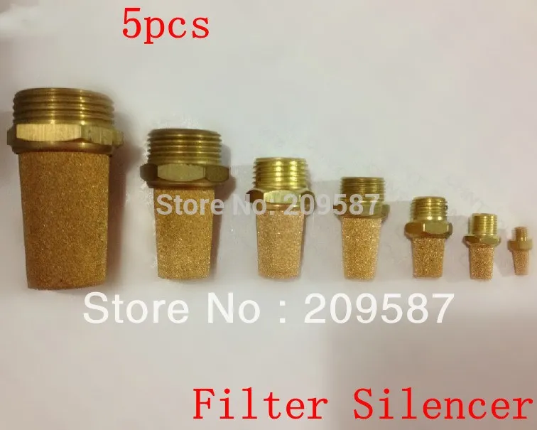

5PCS M5 1/8 1/4 3/8 1/2 3/4 1' BSPT Pneumatic Filter Silencer Sintered Bronze