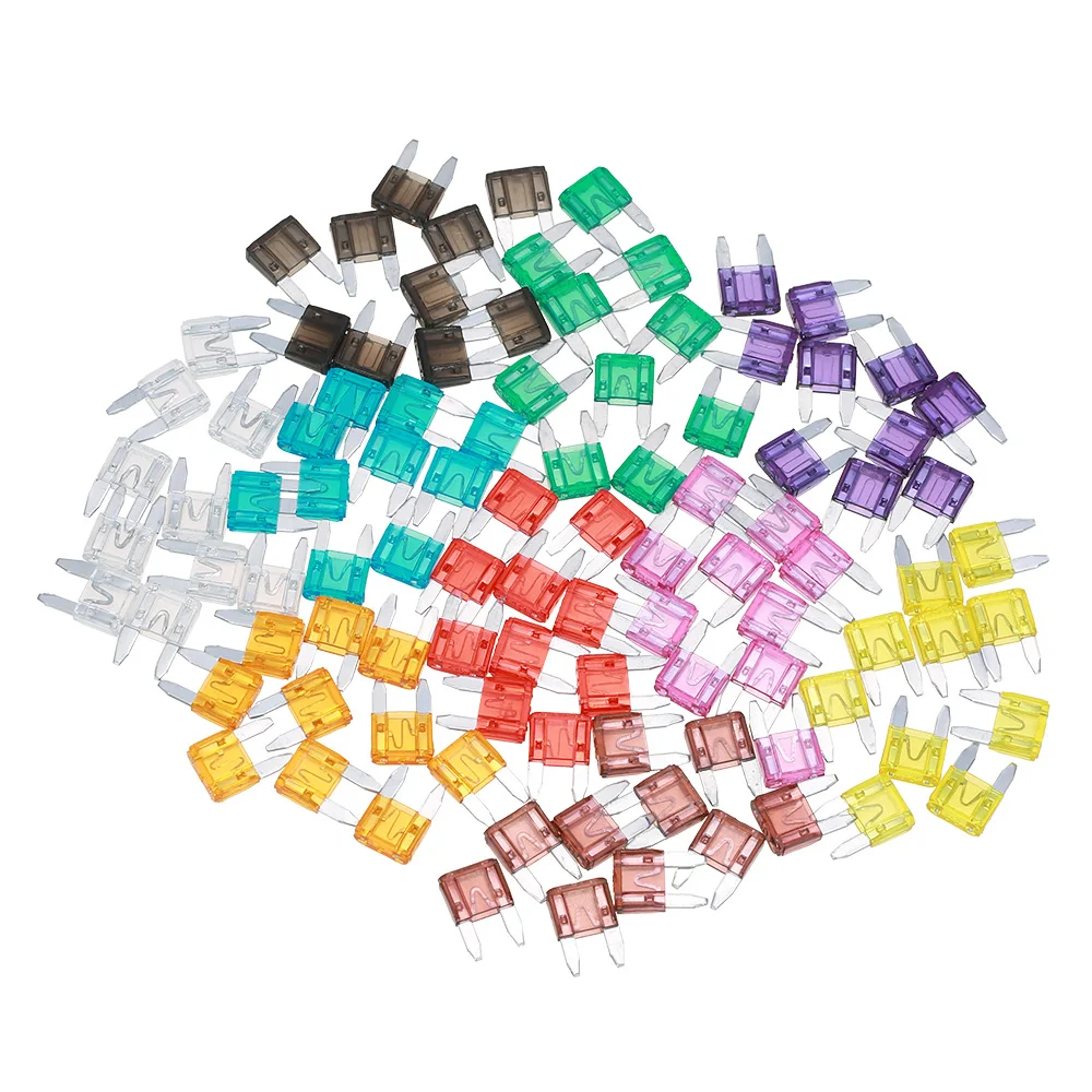 100 шт. Мини Лезвие предохранителей Авто Автомобиль Грузовик Ассортимент Комплект