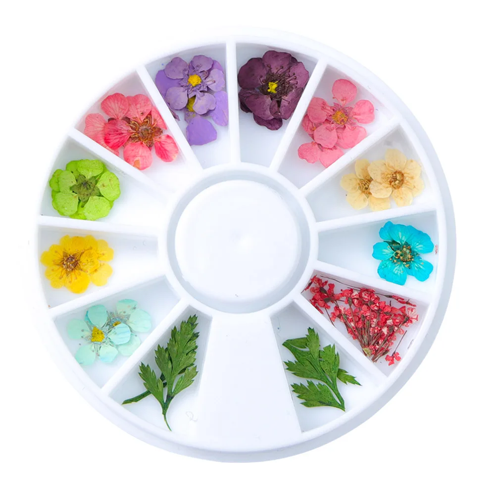 1 колесо Нейл арт Натуральные сушеные цветы набор лепестки кусочки Наклейка 3D