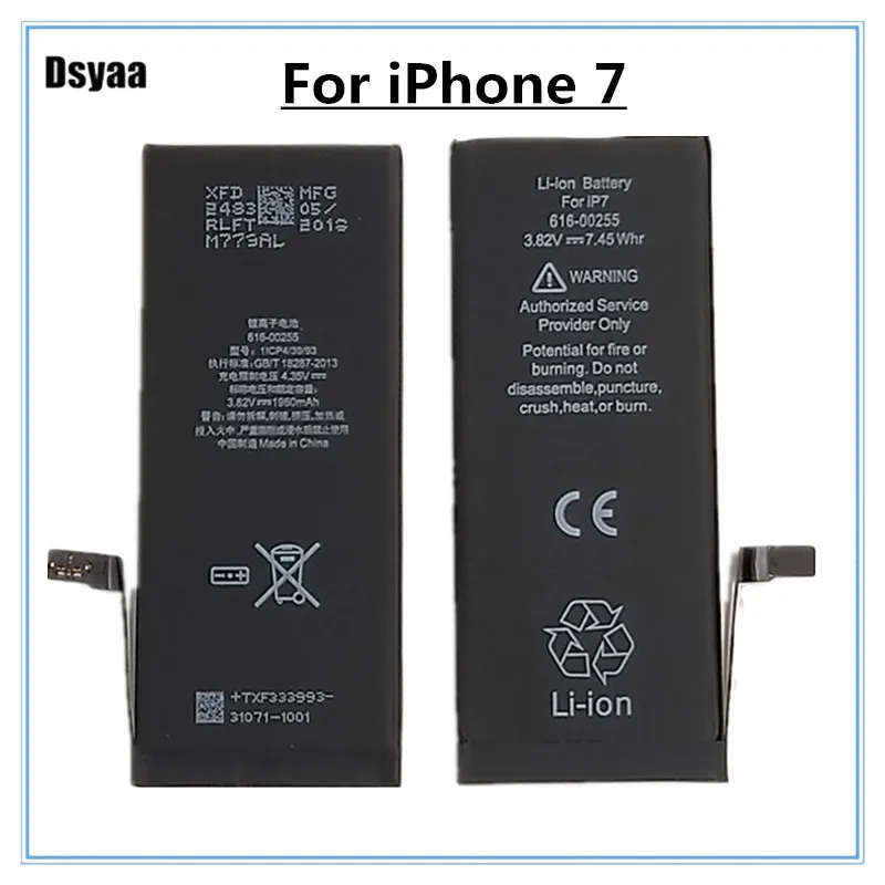 3 82 V 100% Оригинальная батарея мобильного телефона для iPhone 7 наклейка емкости