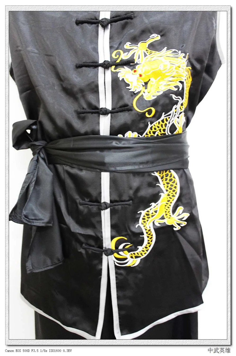 unisex nanquan embroidery dragon wushu suits kung fu clothing martial arts performance uniforms black |