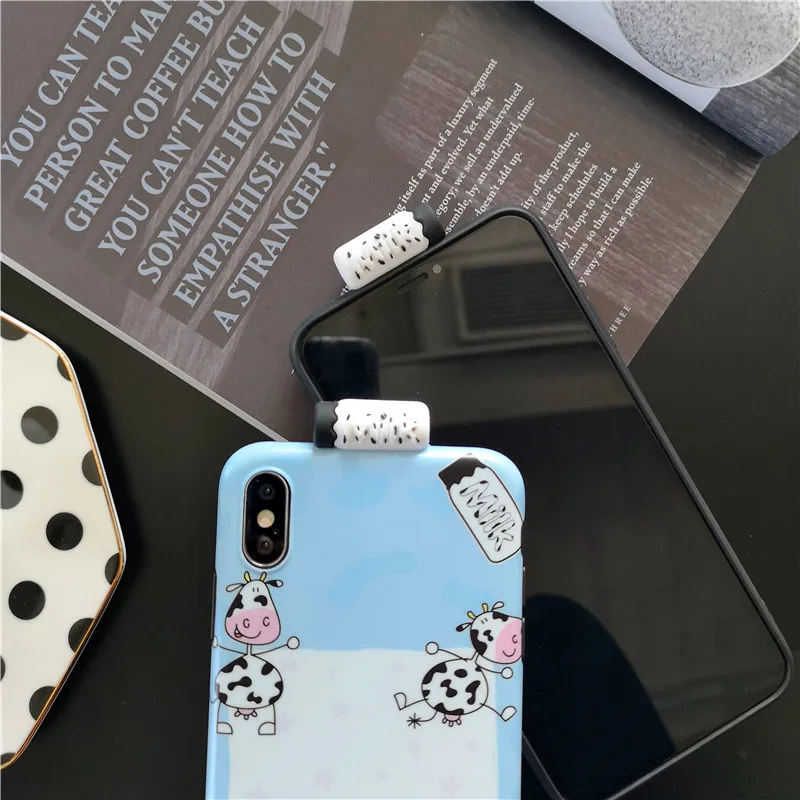 Funny dairy cow Soft TPU Toy Cover For iPhone 6 6S 7 8 Plus X XR XS Max Cute Milk Phone Case IMD Toys |