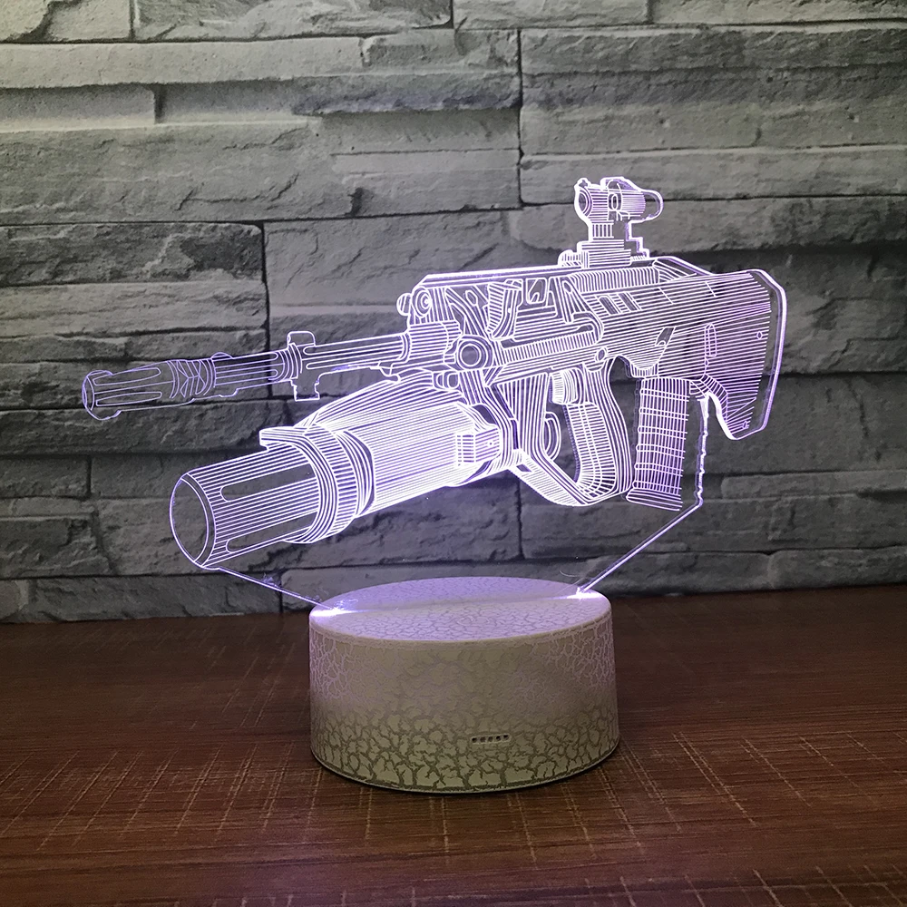 Машина gun3D ночник креативная Иллюзия 3d лампа LED 7 цветов меняющая Настольная для