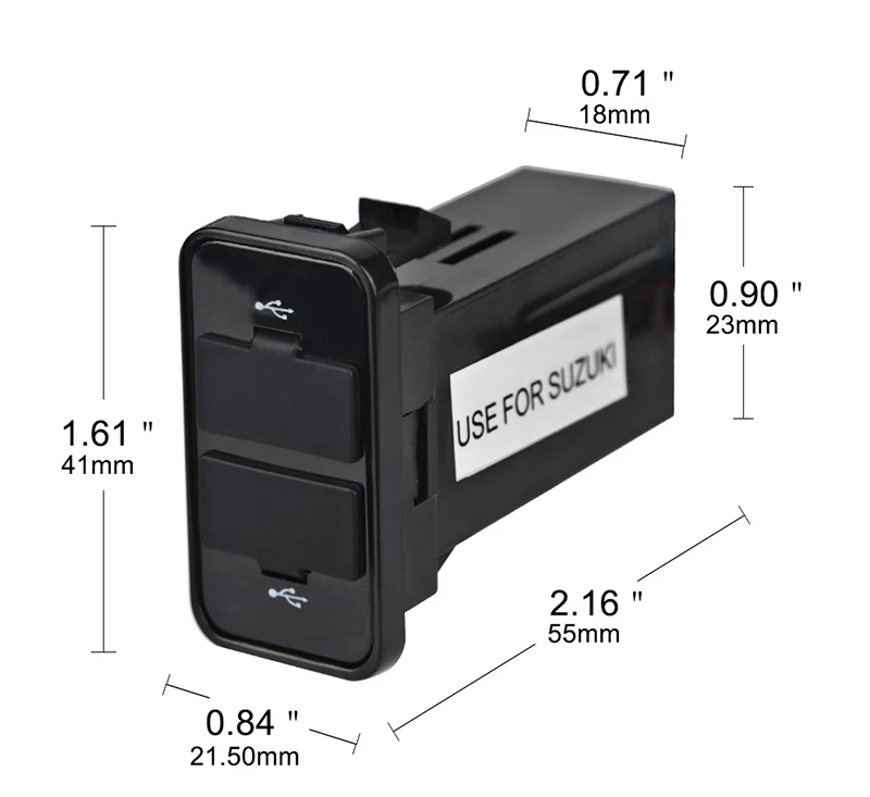Двойной USB разъем питания для автомобиля USB разъем зарядного устройства интерфейс Автомобильное зарядное устройство адаптер для Suzuki мобильного телефона автомобильное зарядное устройство