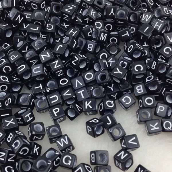 Бусины алфавита черные смешанные 3 5 мм 6 х6 20 шт.|beads for diy|beads beadsbeads black |