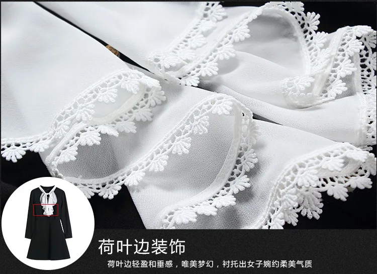 Осеннее элегантное платье 2017 платье-трапеция с воротником-стойкой и бантом