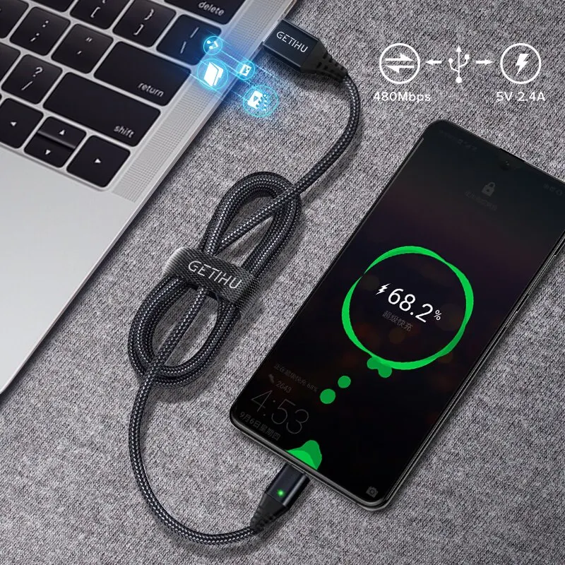 Магнитный кабель GETIHU 3,0 A для быстрой зарядки iPhone X 8 samsung Quick Charge Micro usb type C Магнитный зарядный шнур для передачи данных