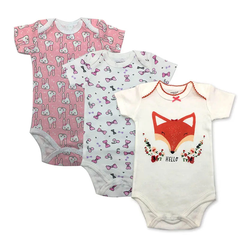 3 PCS/lot newborn baby bodysuits short sleevele clothes O-neck 0-24M Jumpsuit 100%Cotton clothing Infant sets |