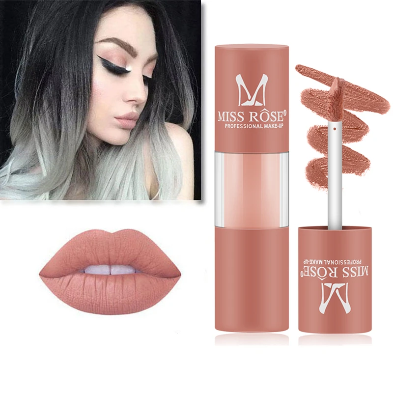 MISS ROSE Velvet матовый блеск для губ Жидкость цвета "нюд" Увлажняющая помада водопроф блеск для губ ТИНТ Макияж для губ длительная глазурь