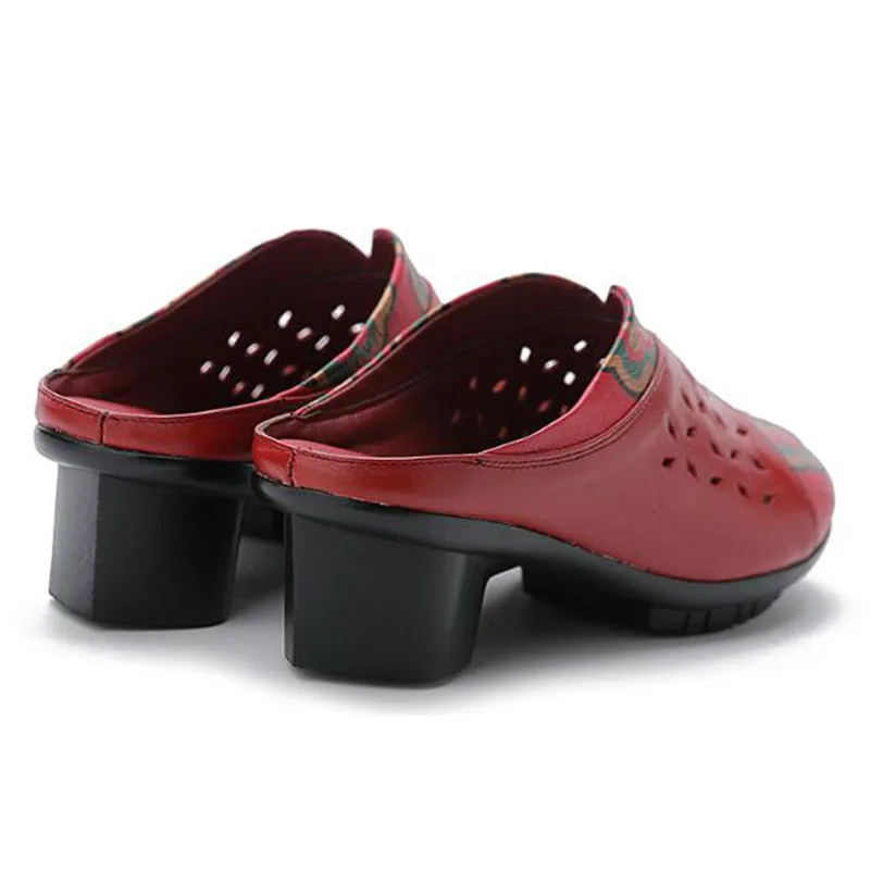 Босоножки женские летние из натуральной кожи с вырезами и цветочным