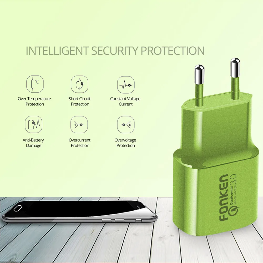 Цветное зарядное устройство USB Quick Charge 3 0 быстрое QC3.0 QC2.0 18 Вт с кабелем быстрой