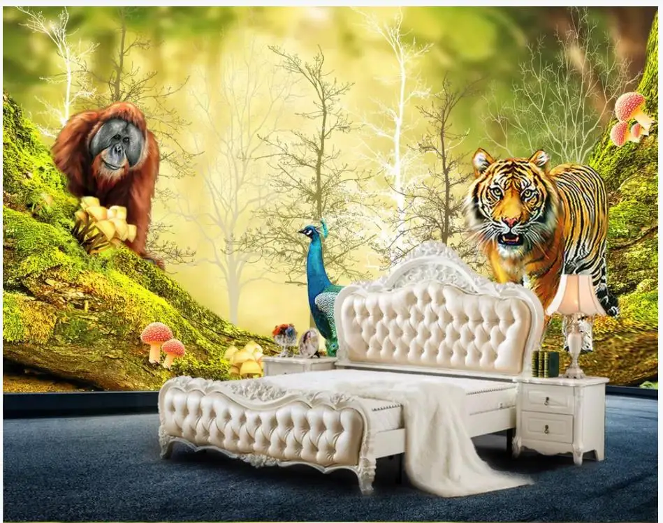 Пользовательские фото обои 3d фрески для стен 3 d HD мультфильм Животные лес фон