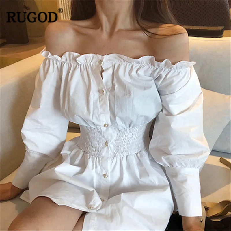 Женская плиссированная блузка RUGOD однобортная мини-блузка с открытыми плечами и