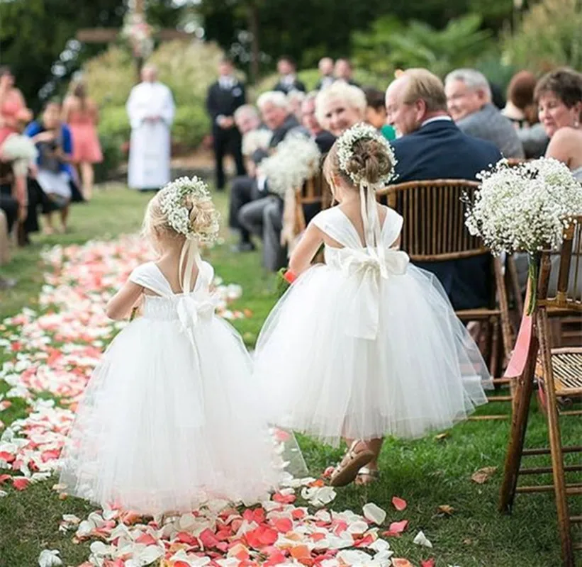 Изготовленный На Заказ белое платье с цветочным рисунком платья для девочек