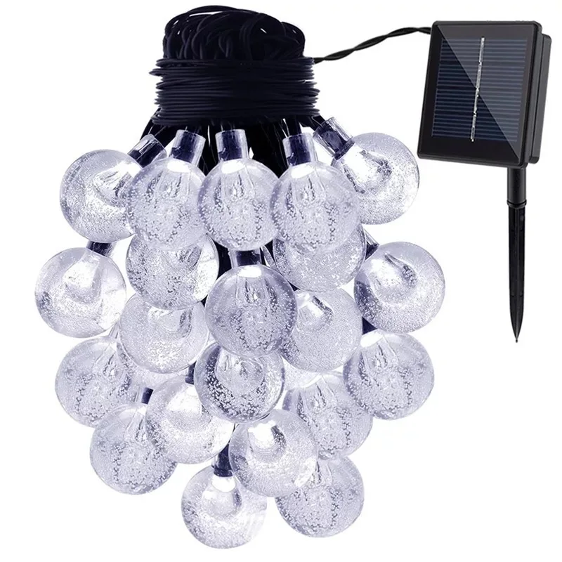 30 LEDs водонепроницаемый светильник с пузырьками и солнечной энергией гирлянда